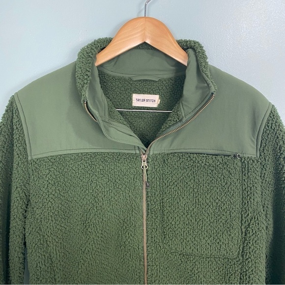 Taylor Stitch Trucker Sherpa Fleece Jacket Green Full Zip Sz‎ 38 - Picture 3 of 7